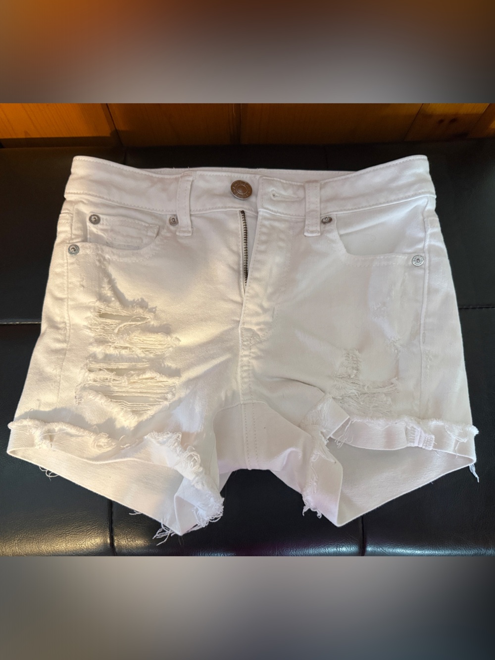 American Eagle Outfitters White Distressed Denim Cutoff Shorts